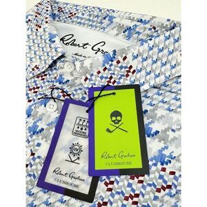 NWT Robert Graham Clubhouse Basel Geometric Performance Golf‎ Polo LARGE $128